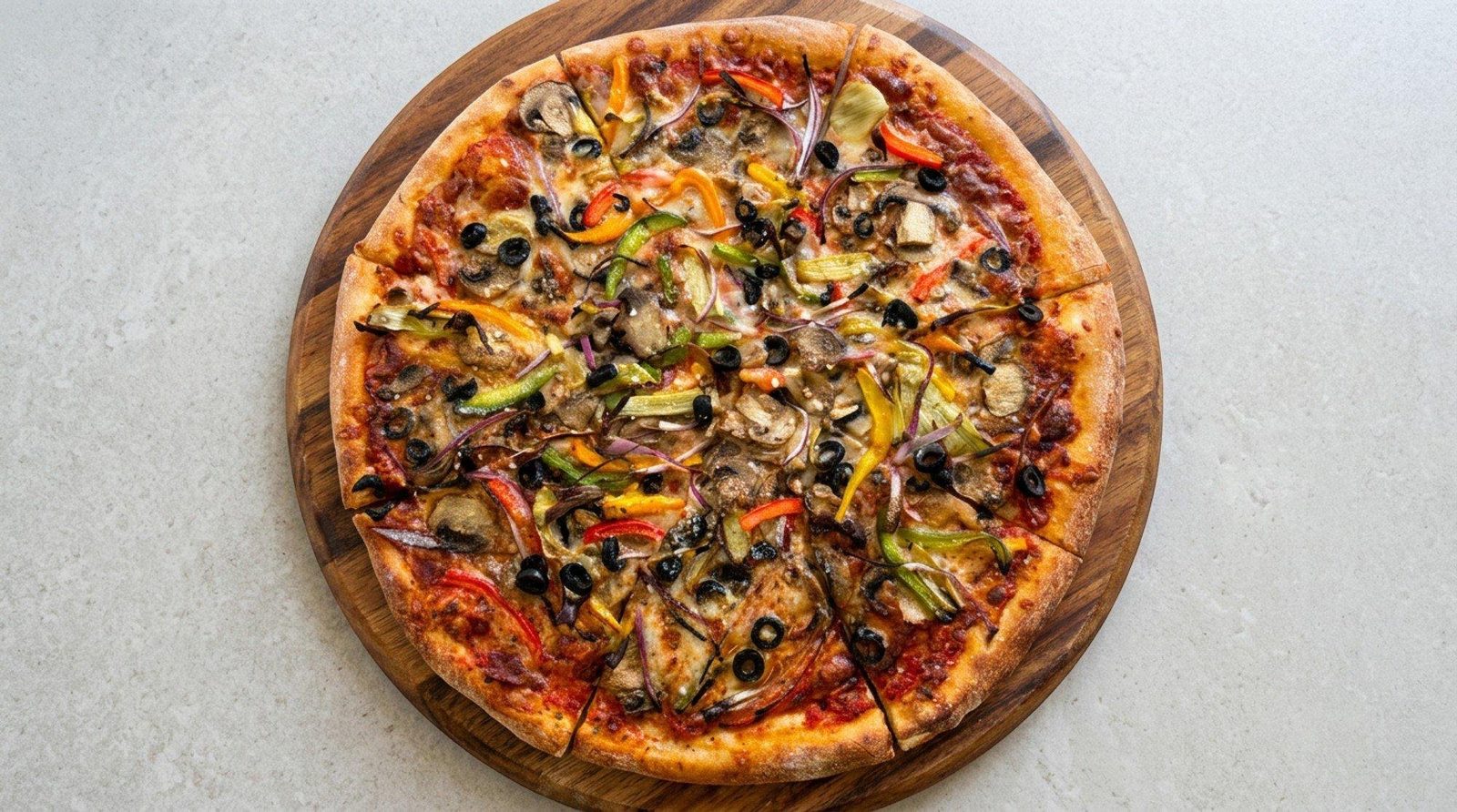 Vegetarian LOVE Pizza at The Sauce Lady, Naples FL